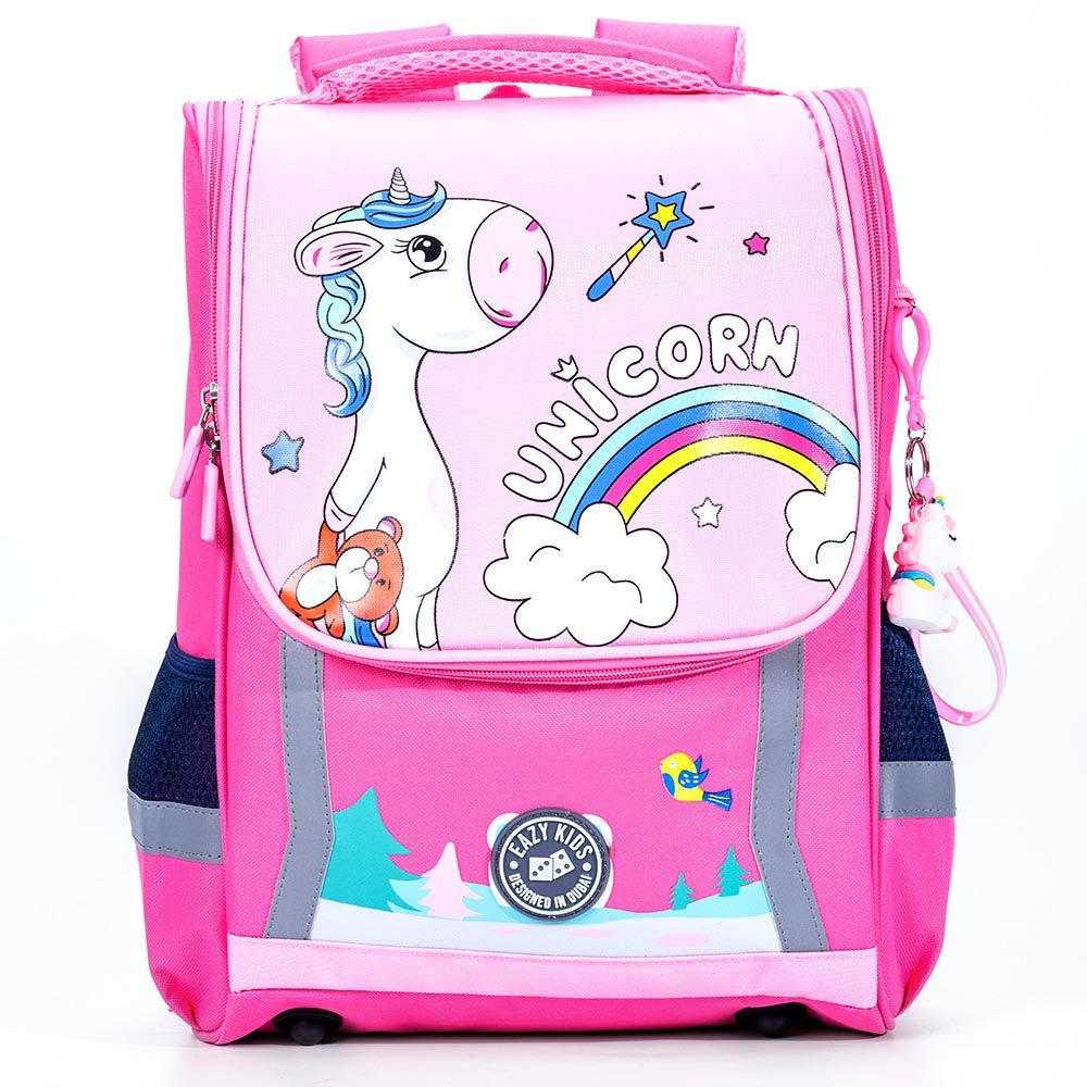 Eazy Kids - Unicorn School Bag With Trolley - Princess Pink