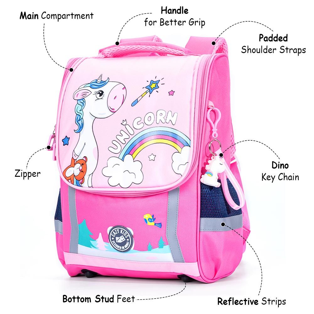 Eazy Kids - Unicorn School Bag With Trolley - Princess Pink