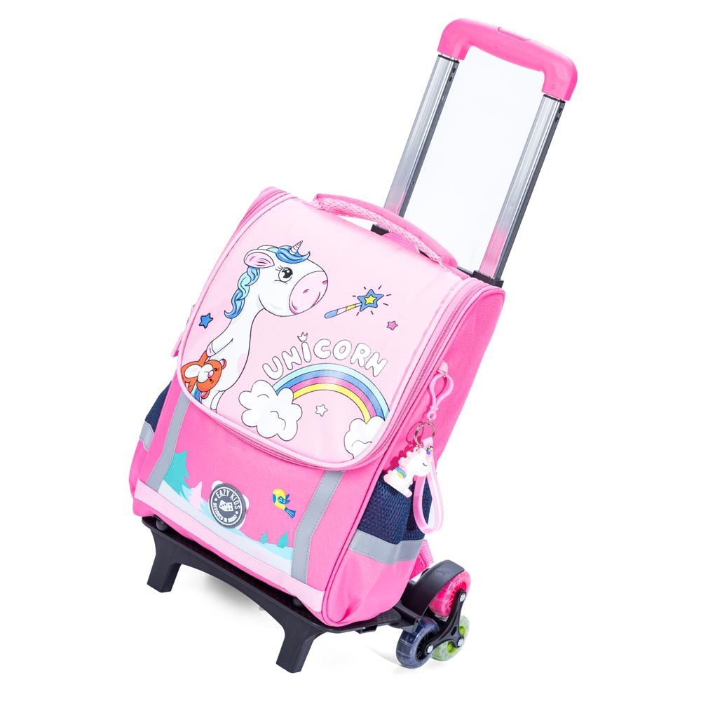 Eazy Kids - Unicorn School Bag With Trolley - Princess Pink