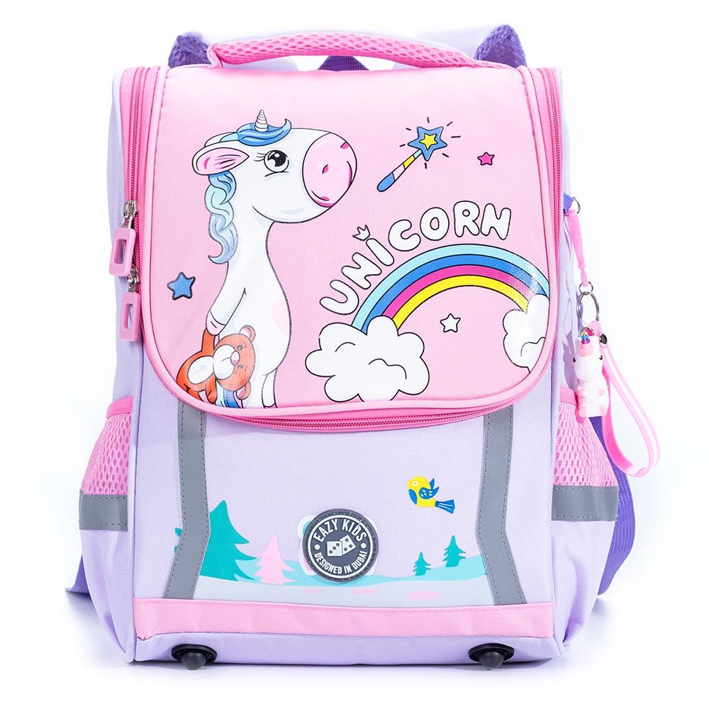 Eazy Kids - Unicorn School Bag With Trolley - Purple