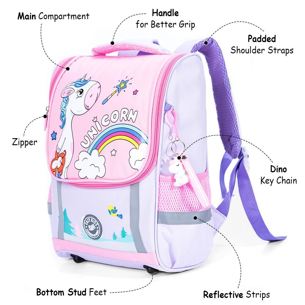 Eazy Kids - Unicorn School Bag With Trolley - Purple