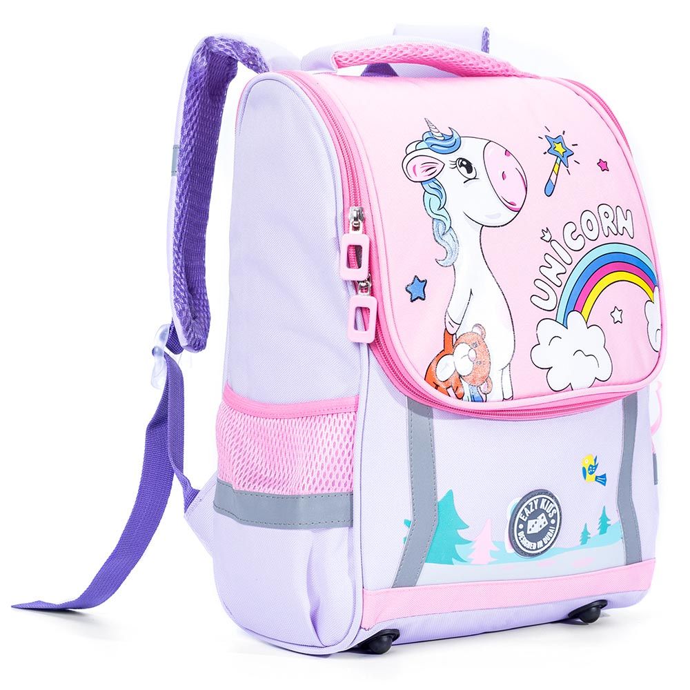 Eazy Kids - Unicorn School Bag With Trolley - Purple