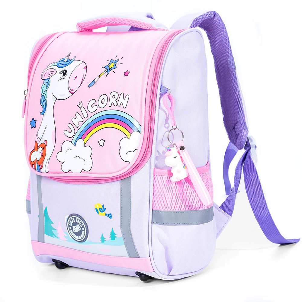 Eazy Kids - Unicorn School Bag With Trolley - Purple