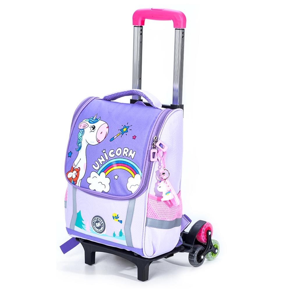 Eazy Kids - Unicorn School Bag With Trolley - Prince Purple