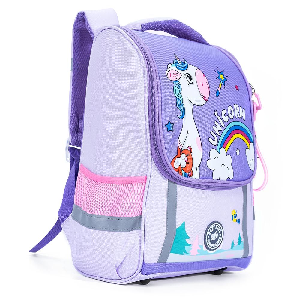 Eazy Kids - Unicorn School Bag With Trolley - Prince Purple