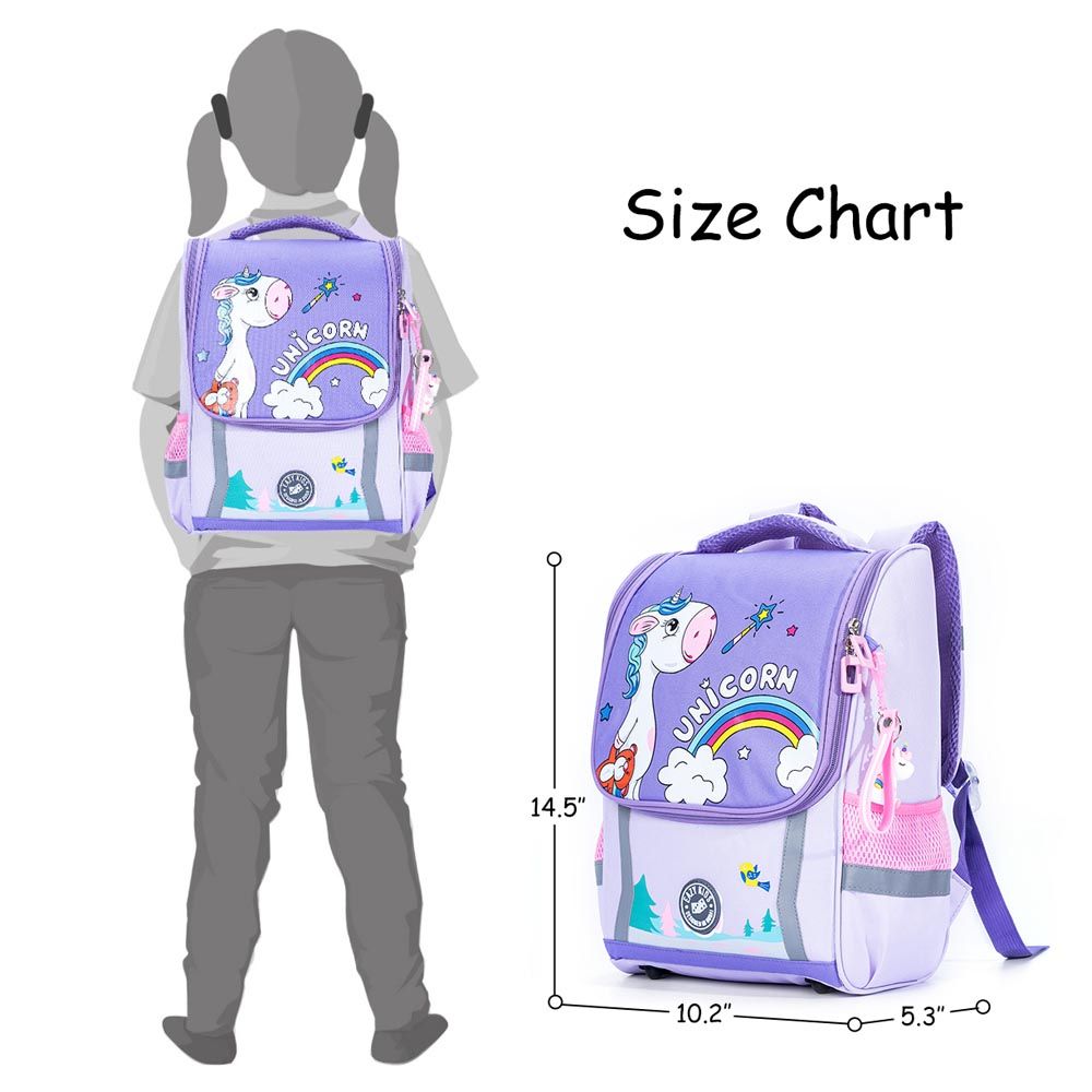 Eazy Kids - Unicorn School Bag With Trolley - Prince Purple