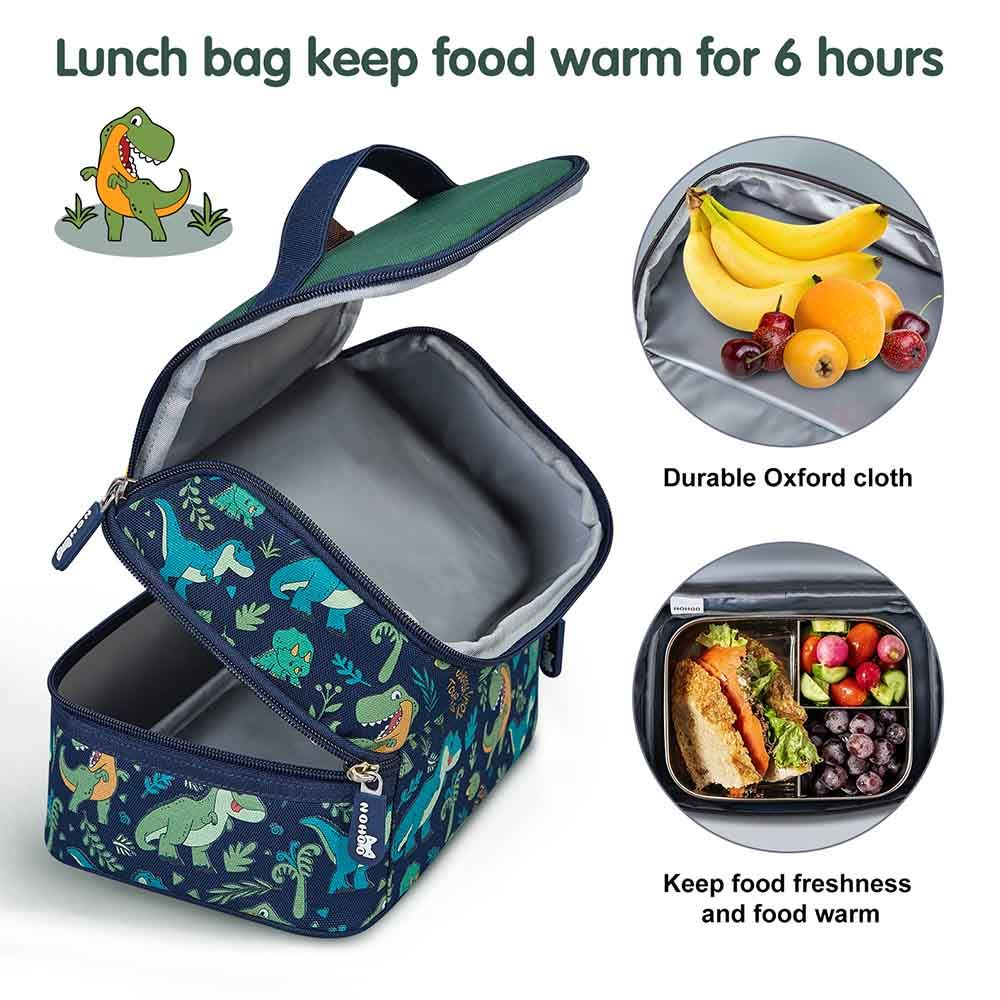 Nohoo - Dino Backpack With Lunch Bag And Pencil Case - Green - 3pcs - 16.15-Inch