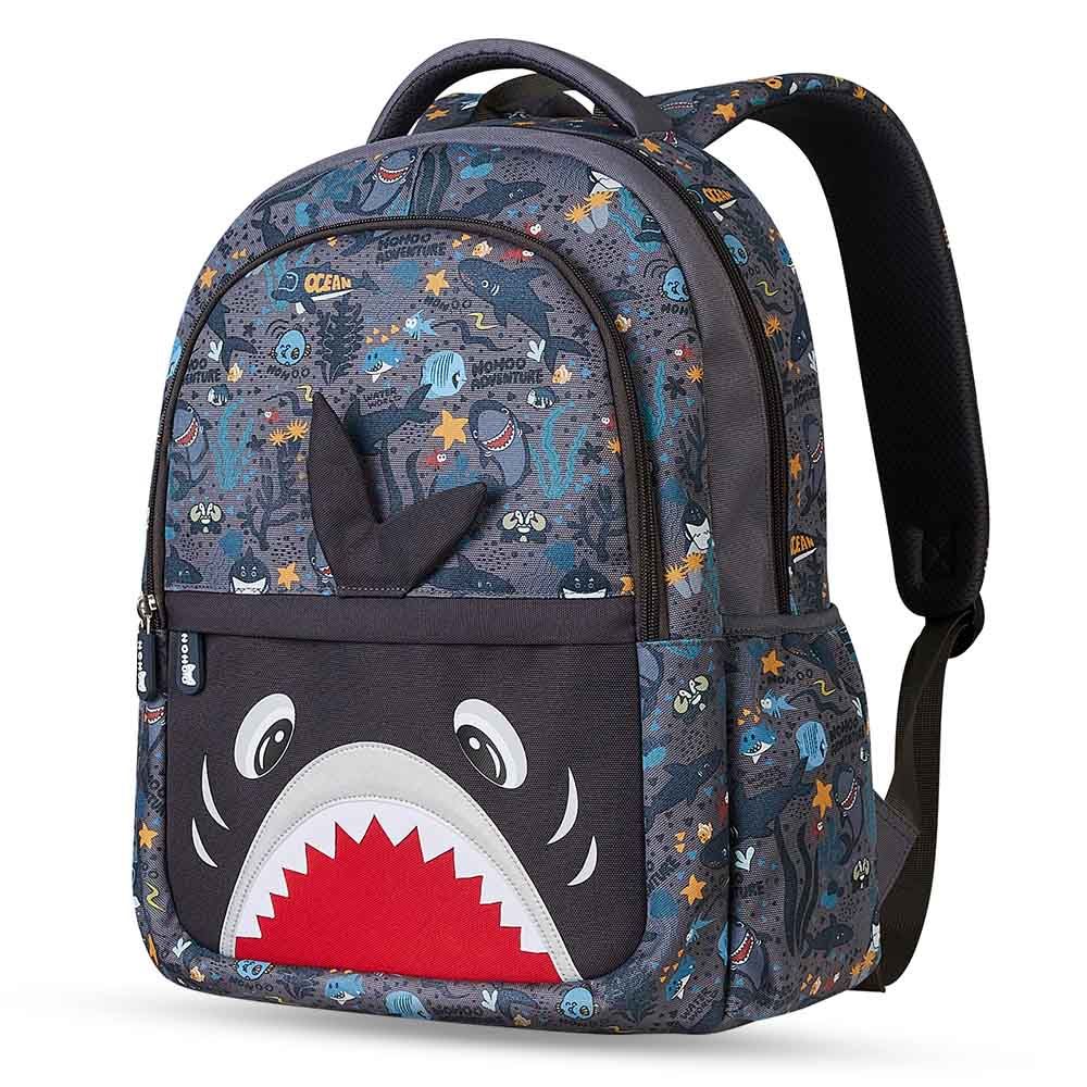 Nohoo - Shark Backpack With Lunch Bag And Pencil Case - Grey - 3pcs - 16.15-Inch