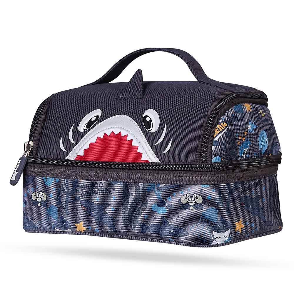 Nohoo - Shark Backpack With Lunch Bag And Pencil Case - Grey - 3pcs - 16.15-Inch