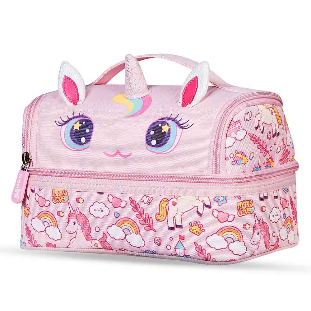 Nohoo - Unicorn Backpack With Lunch Bag And Pencil Case - Pink - 3pcs - 16.15-Inch