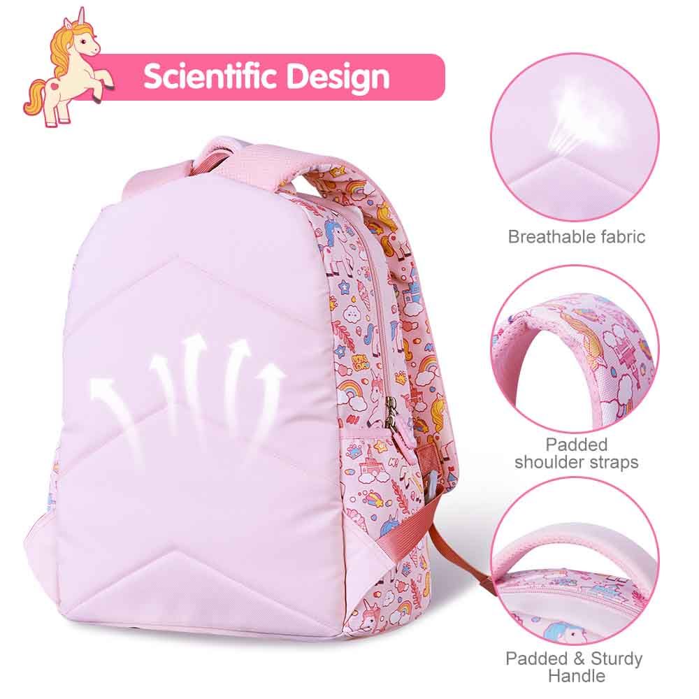 Nohoo - Unicorn Backpack With Lunch Bag And Pencil Case - Pink - 3pcs - 16.15-Inch