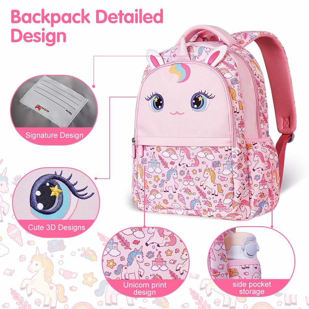 Nohoo - Unicorn School Backpack With Handbag - Pink - 16-inch