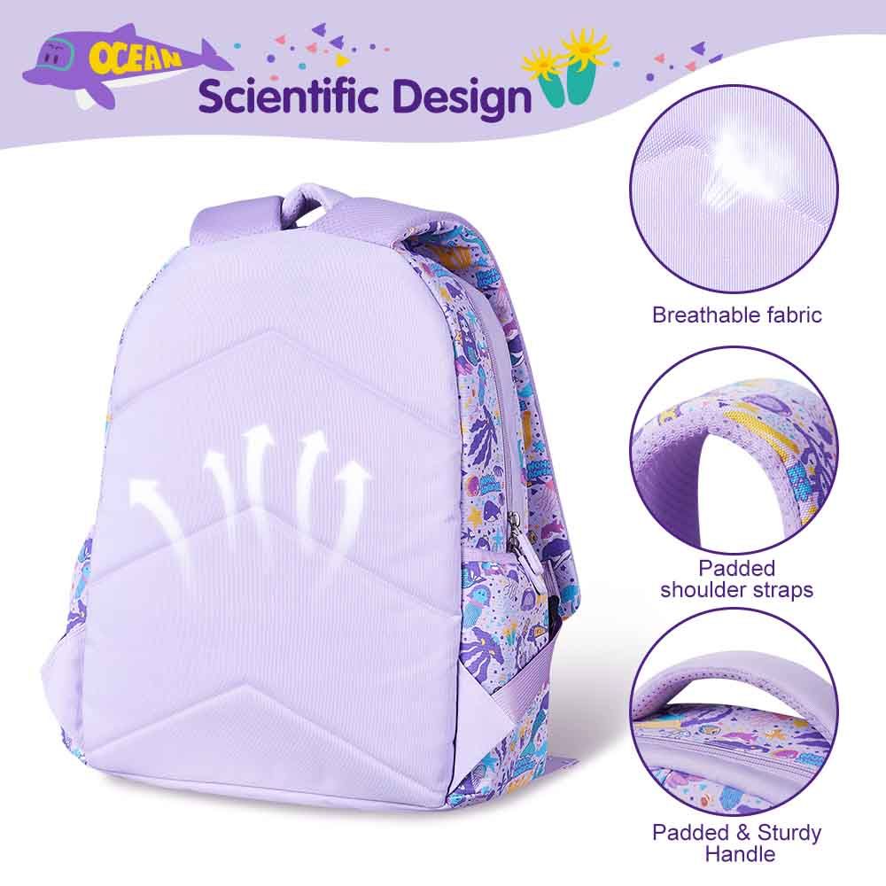 Nohoo - Mermaid School Backpack With Lunch Bag - Purple - 16-inch