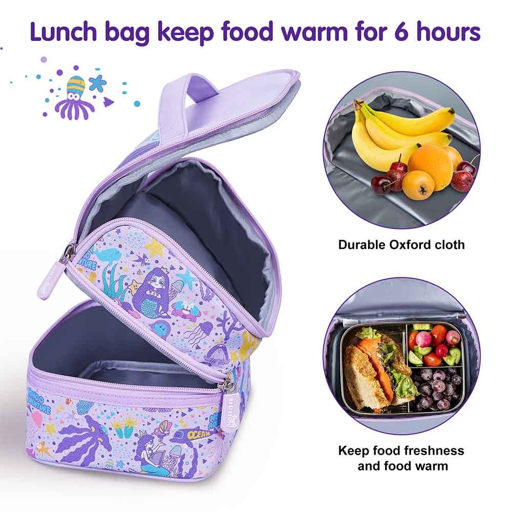 Nohoo - Mermaid School Backpack With Lunch Bag - Purple - 16-inch