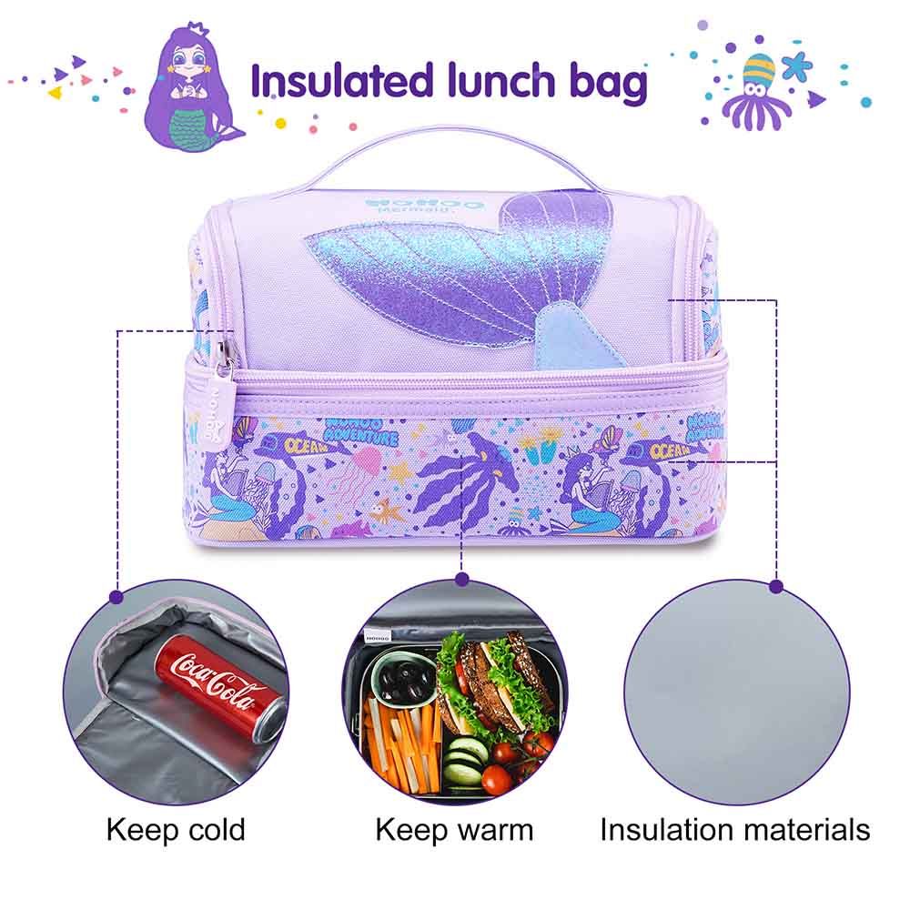 Nohoo - Mermaid School Backpack With Lunch Bag - Purple - 16-inch