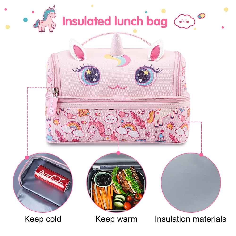 Nohoo - Unicorn School Backpack With Lunch Bag - Pink - 16-inch