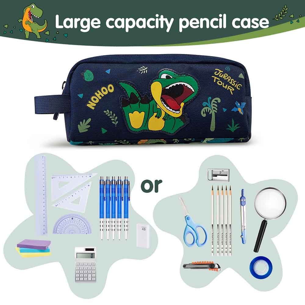 Nohoo - Dino School Backpack With Pencil Case - Green - 16-inch