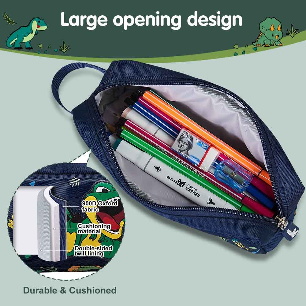 Nohoo - Dino School Backpack With Pencil Case - Green - 16-inch