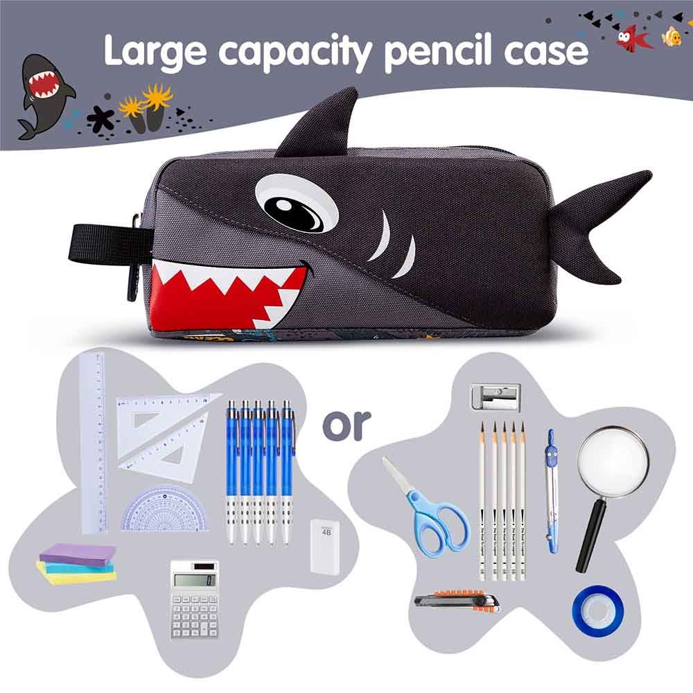 Nohoo - Shark School Backpack With Pencil Case - Grey - 16-inch