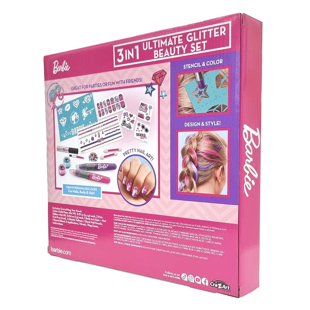 Barbie - 3-In-1 Ultimate Glitter Beauty Set