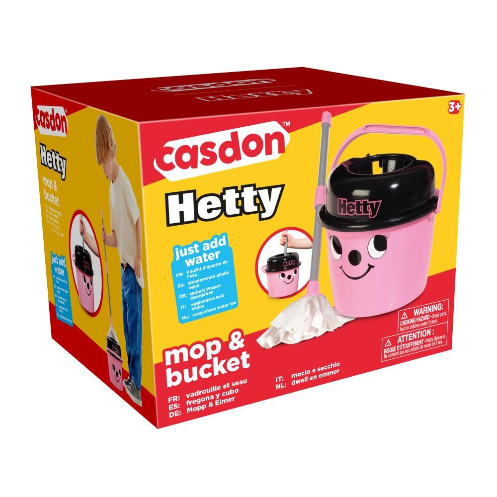 Casdon - Hetty Mop & Bucket Toy Cleaning Set (Pink,)