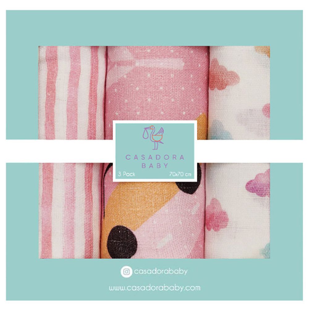 Casadora Baby - Muslin Swaddle Blanket - Pack of 3 - Happy Cars