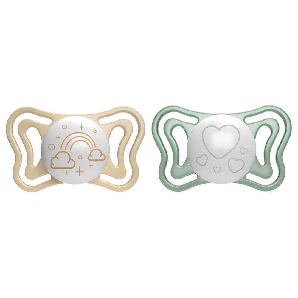 Chicco - PhysioForma Light Silicone Soother 2-6m - Glow/Lumi - Pack of 2