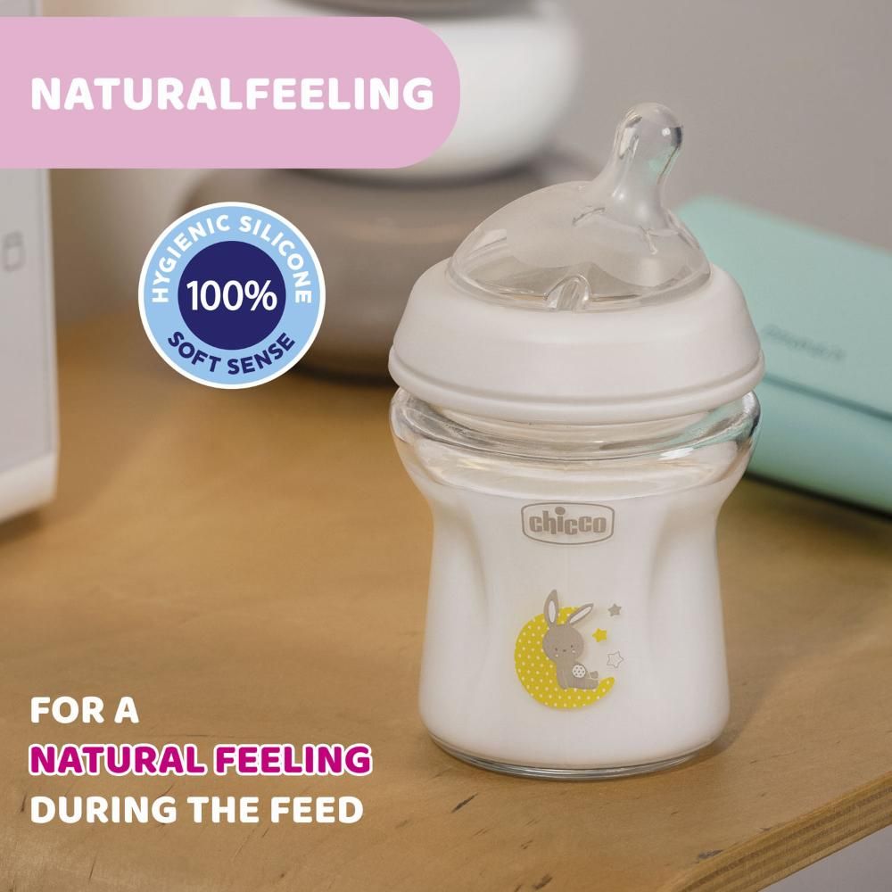 Chicco - Natural Feeling Glass Bottle 150ml - Neutral