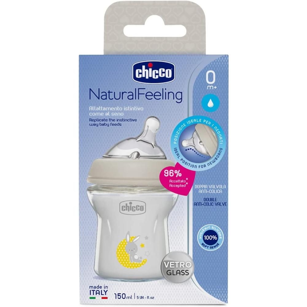 Chicco - Natural Feeling Glass Bottle 150ml - Neutral