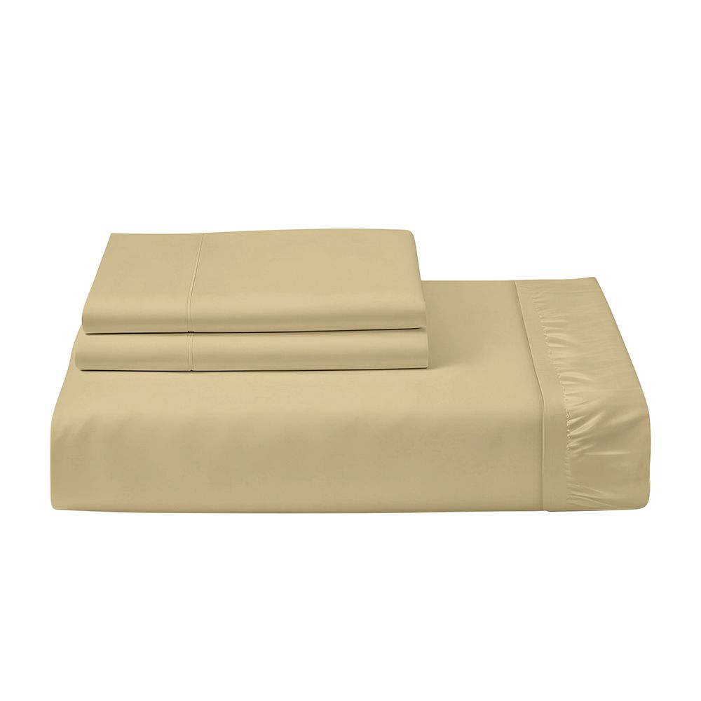 Cotton Home - Queen Size Fitted Bedsheet With 2 Pillow Case - Mustard