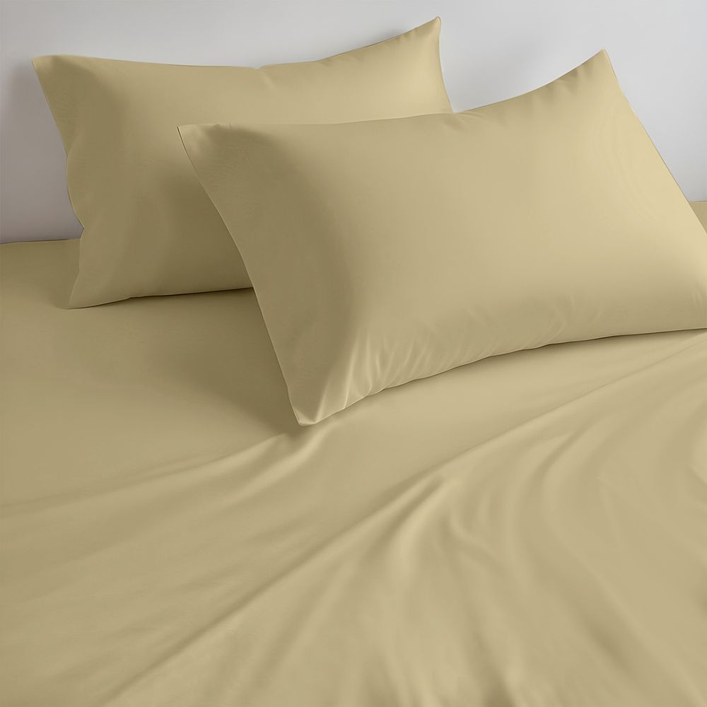 Cotton Home - Queen Size Fitted Bedsheet With 2 Pillow Case - Mustard