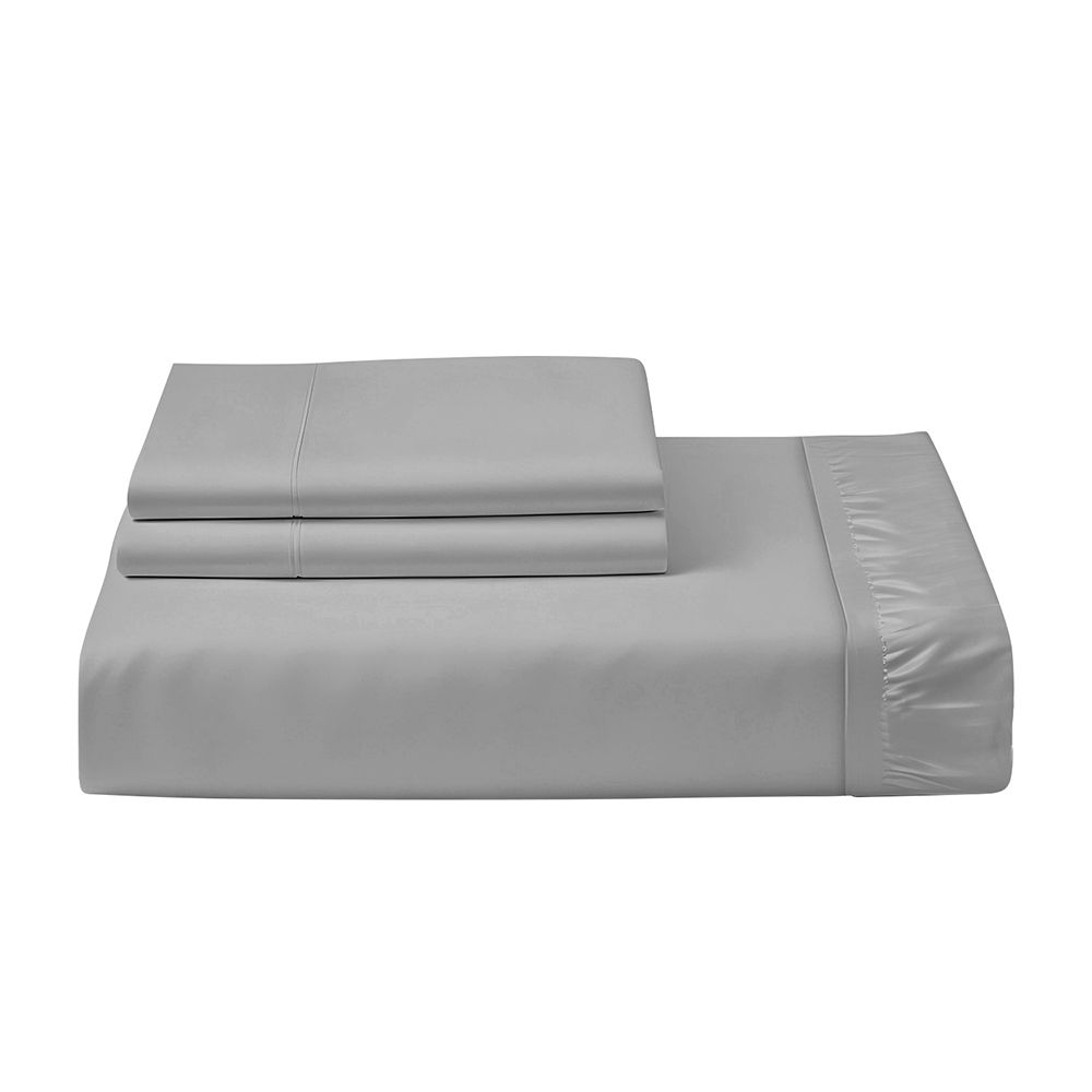 Cotton Home - Queen Size Fitted Bedsheet With 2 Pillow Case - Silver