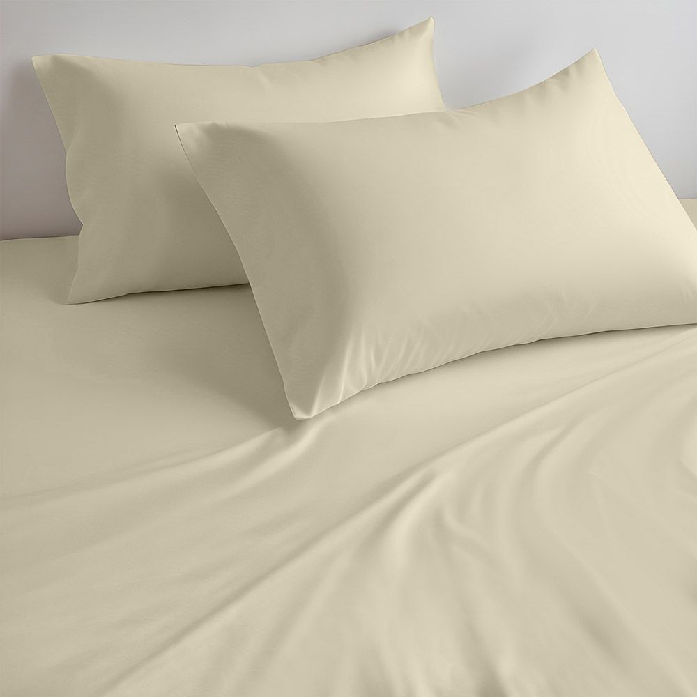 Cotton Home - Queen Size Fitted Bedsheet With 2 Pillow Case - Beige