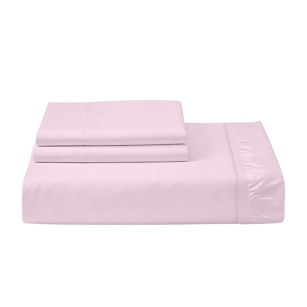 Cotton Home - King Size Fitted Bedsheet With 2 Pillow Case - Pink