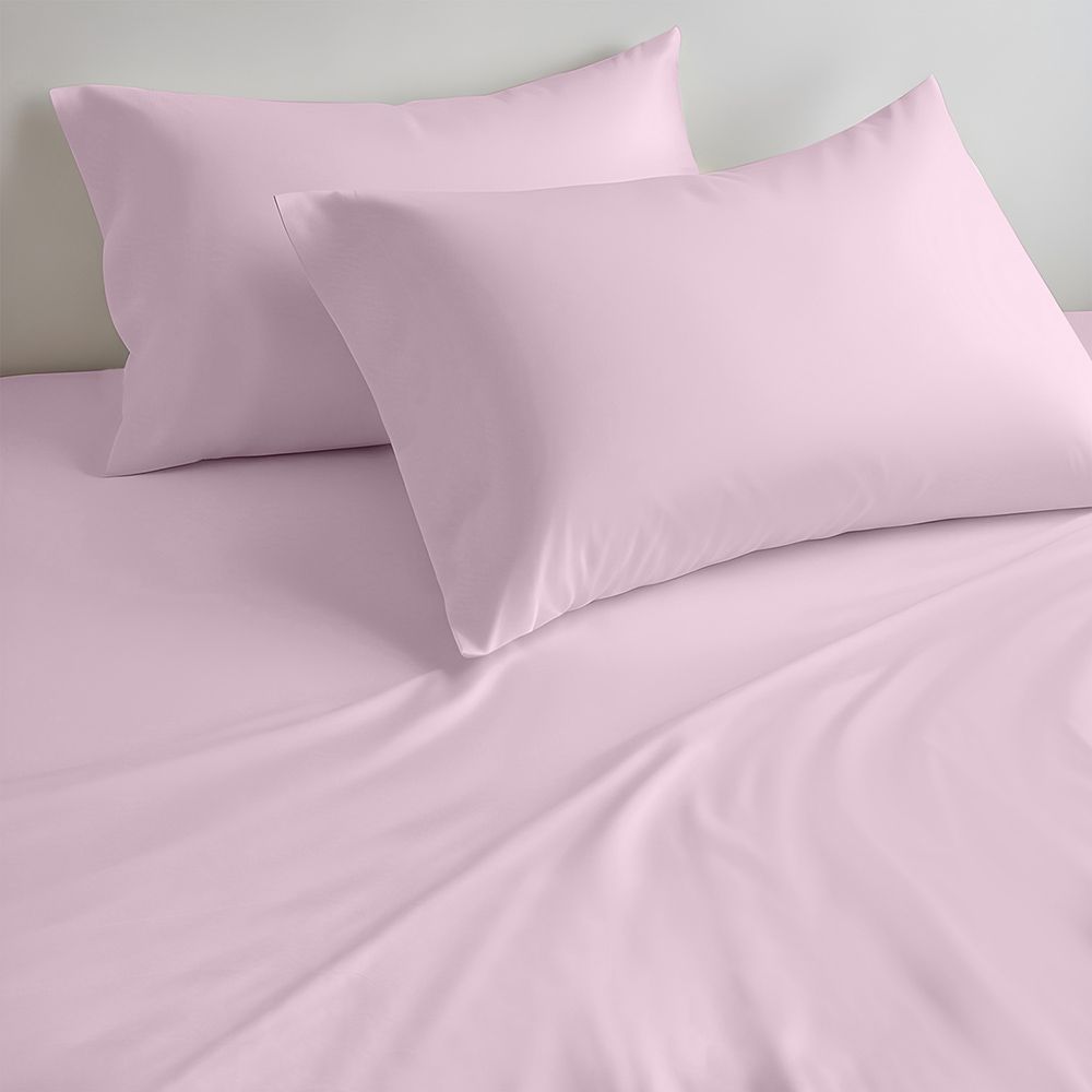 Cotton Home - King Size Fitted Bedsheet With 2 Pillow Case - Pink