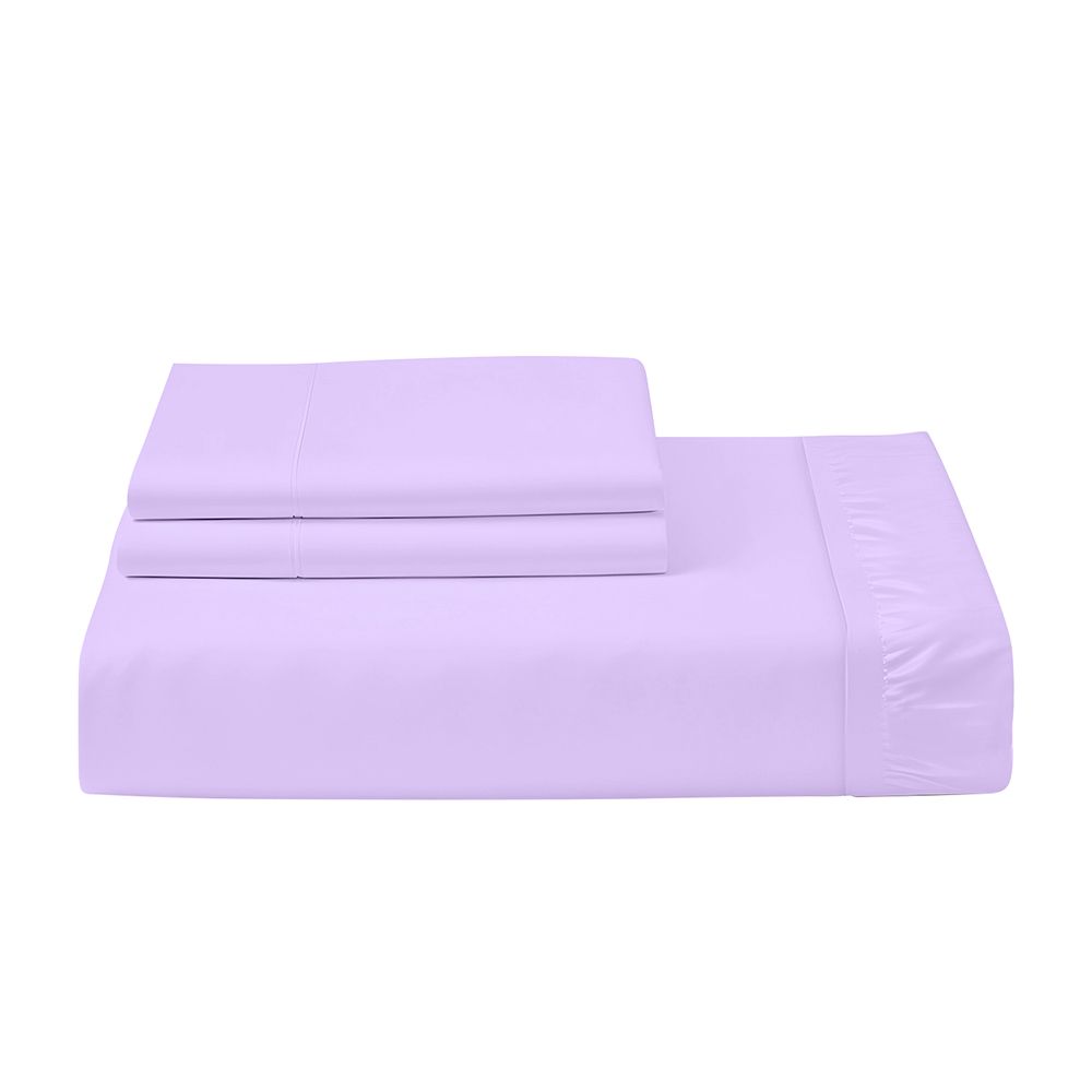 Cotton Home - Queen Size Fitted Bedsheet With 2 Pillow Case - Light Purple