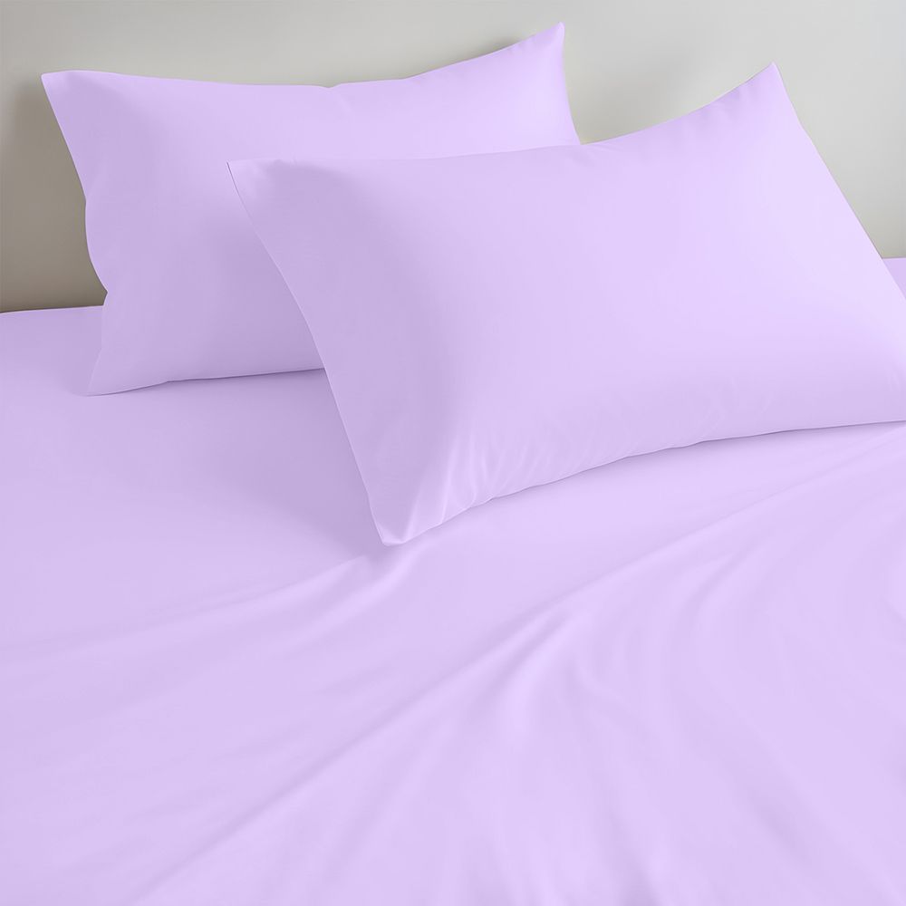 Cotton Home - Queen Size Fitted Bedsheet With 2 Pillow Case - Light Purple