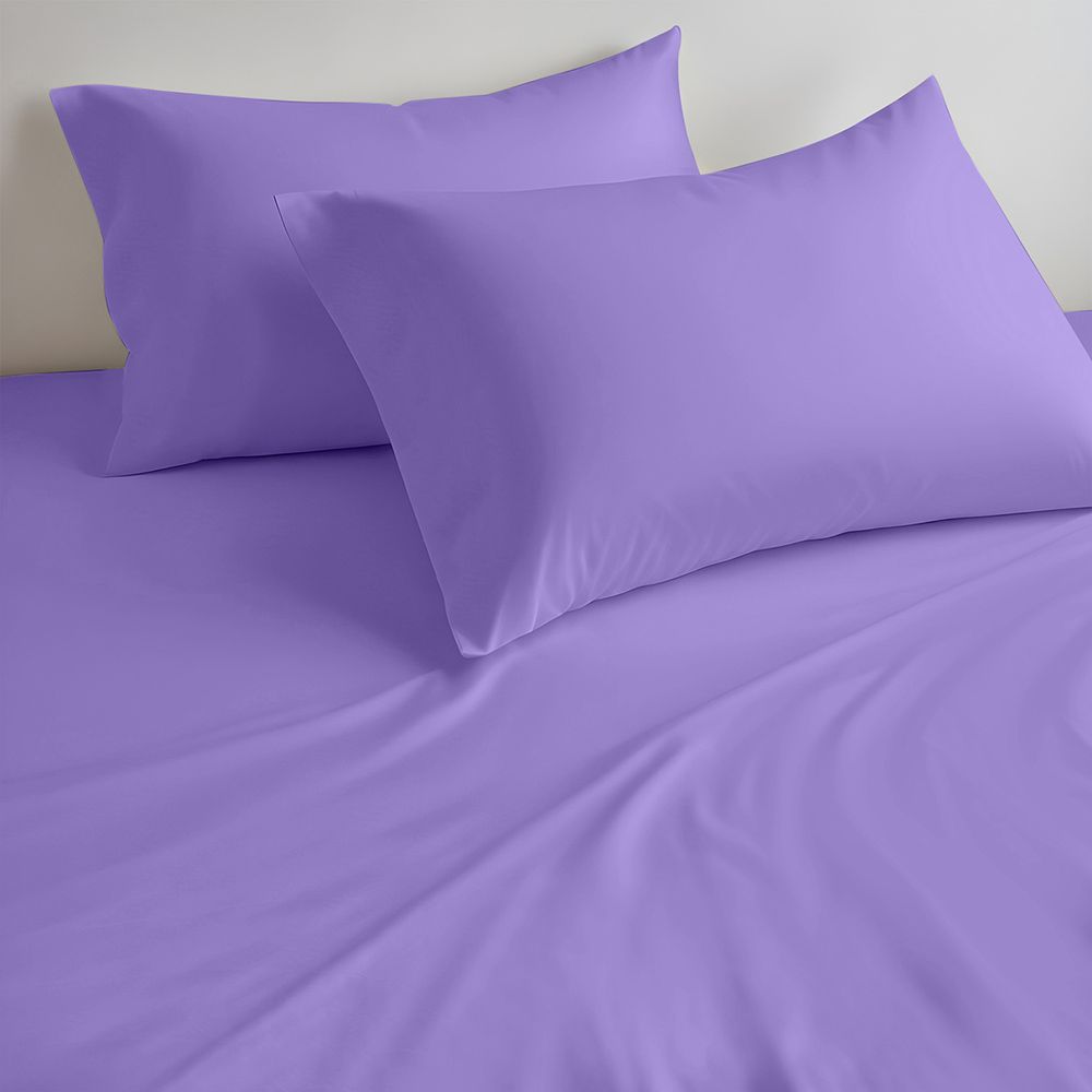 Cotton Home - King Size Fitted Bedsheet With 2 Pillow Case - Purple