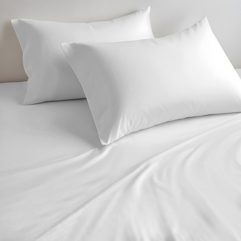 Cotton Home - Super King Size Fitted Bedsheet With 2 Pillow Case - White