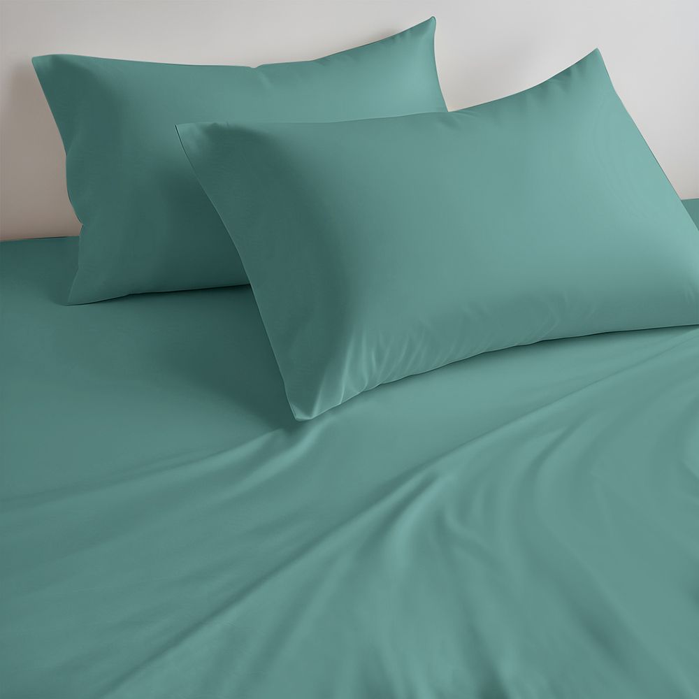 Cotton Home - Super King Size Fitted Bedsheet With 2 Pillow Case - Teal