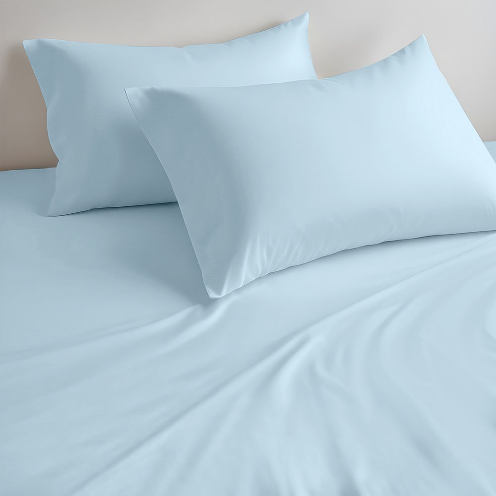 Cotton Home - Super King Size Fitted Bedsheet With 2 Pillow Case - Sky Blue