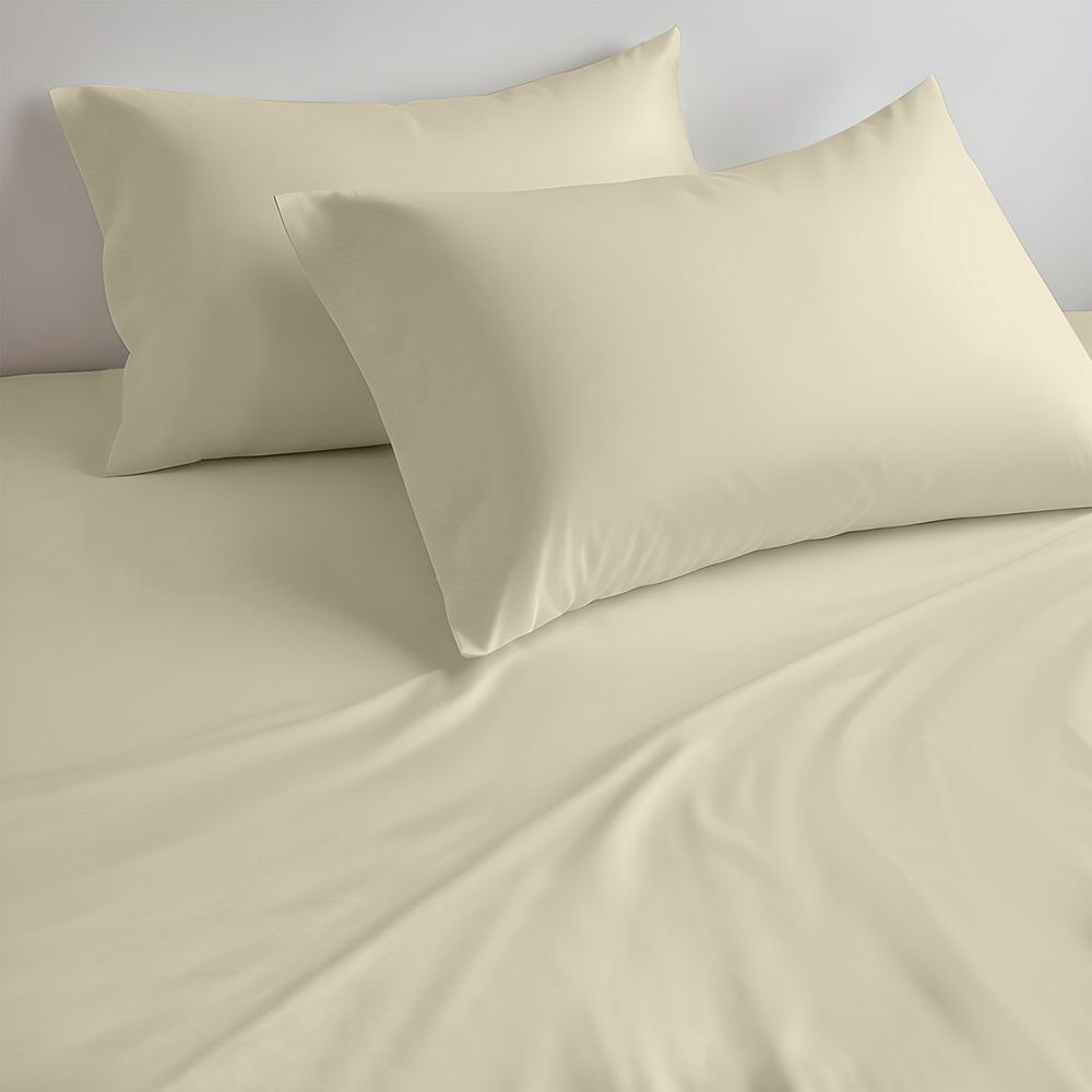 Cotton Home - Super King Size Fitted Bedsheet With 2 Pillow Case - Beige