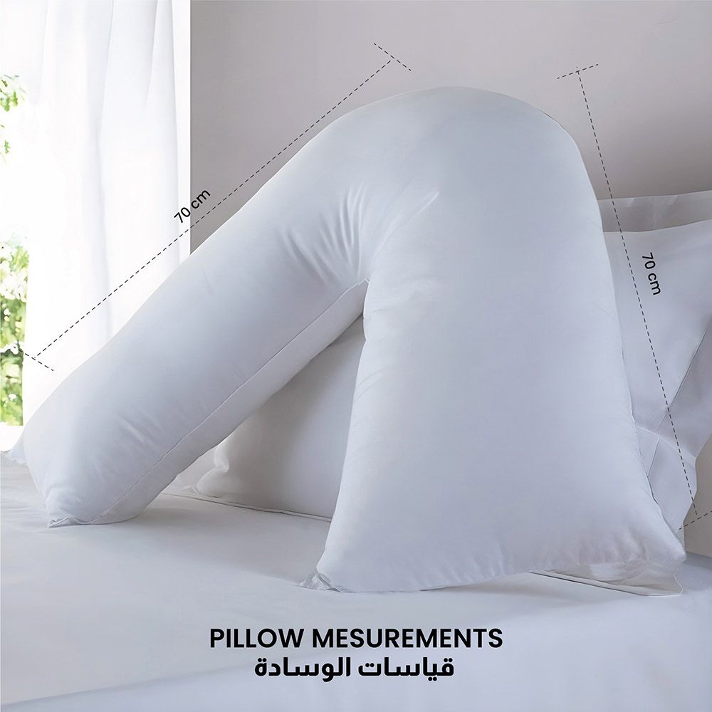 Cotton Home - V- Shape Pillow For Back, Shoulder - 70x70cm - White