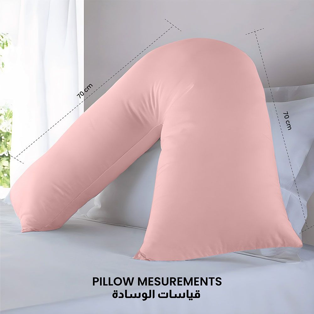 Cotton Home - V- Shape Pillow For Back, Shoulder - 70x70cm - Pink