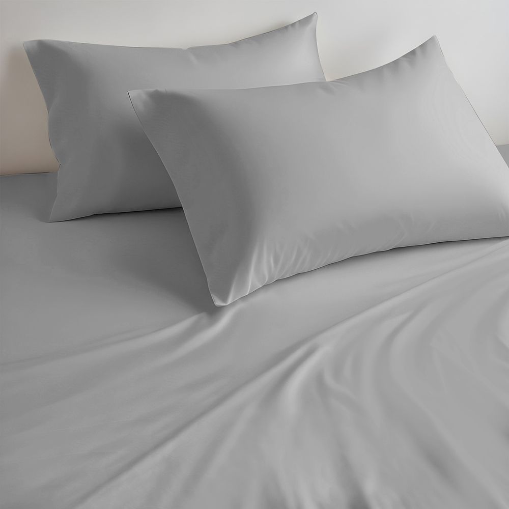 Cotton Home - Super King Size Fitted Bedsheet With 2 Pillow Case - Grey