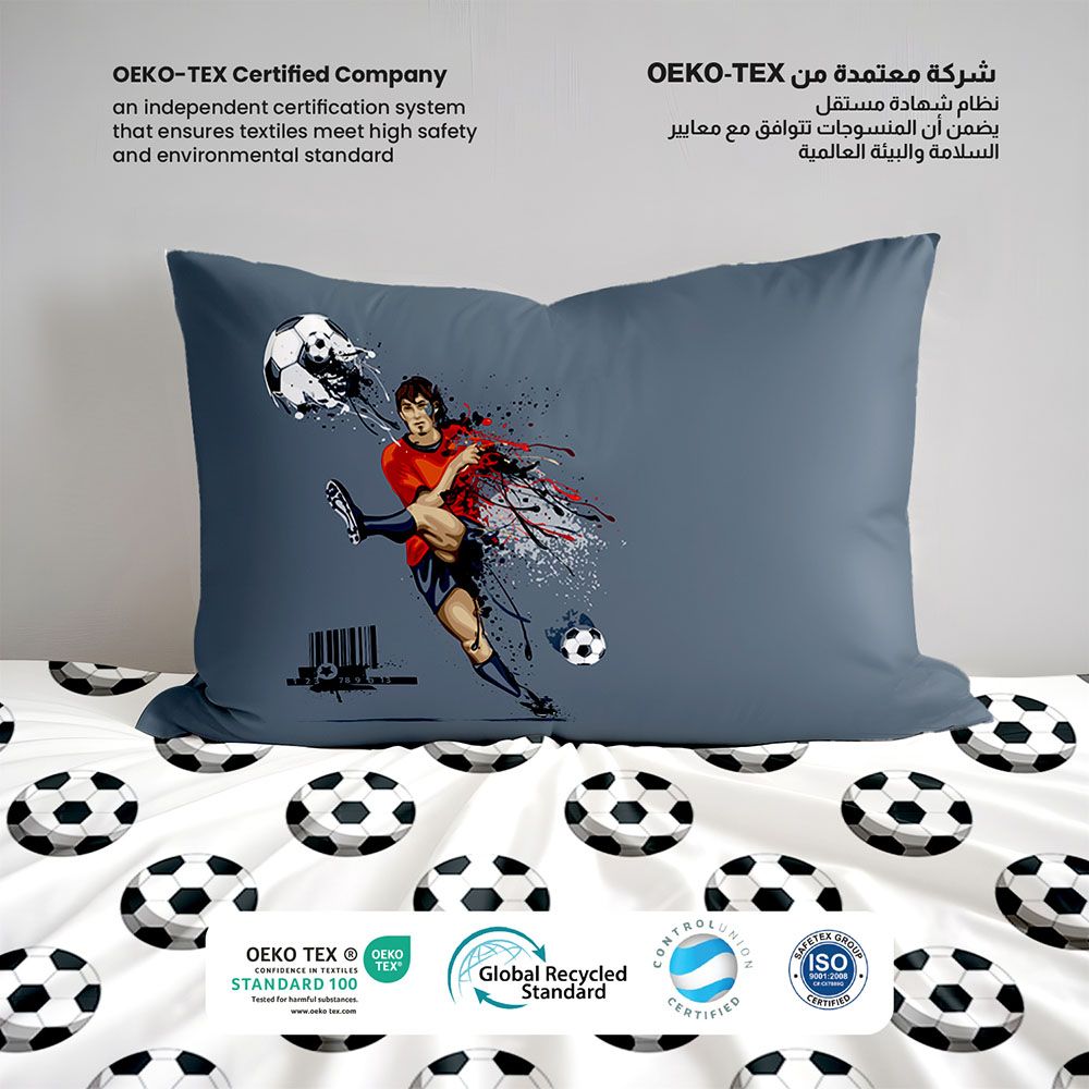 Cotton Home - Football Duvet Cover Set For Kids - Pack of 3 - Grey