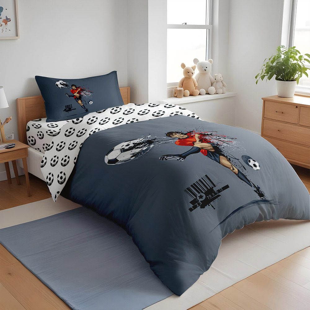 Cotton Home - Football Duvet Cover Set For Kids - Pack of 3 - Grey