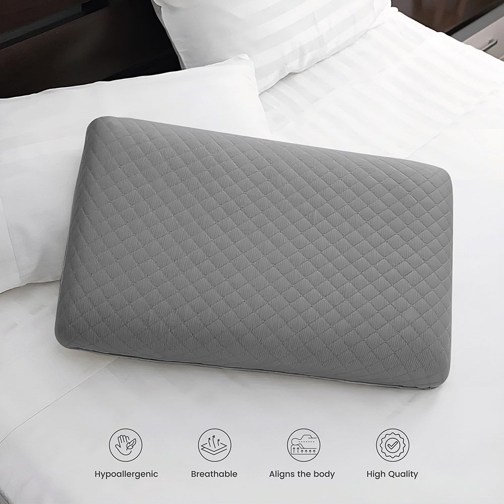 Cotton Home - Venus Breathable Memory Foam Pillow - 40x60x13cm- Grey