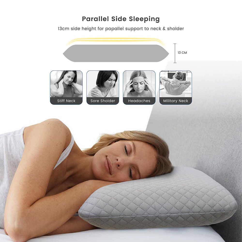 Cotton Home - Venus Breathable Memory Foam Pillow - 40x60x13cm- Grey