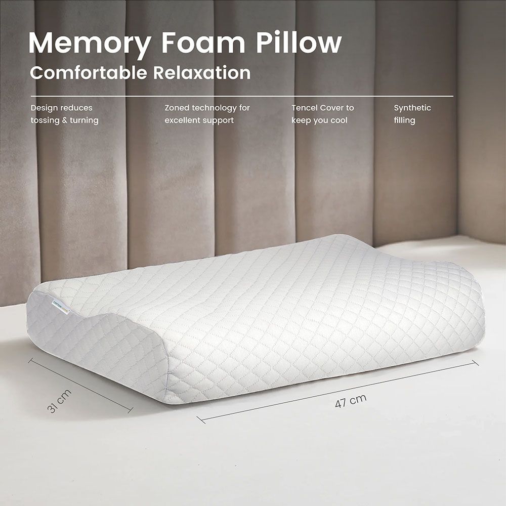 Cotton Home - Mini Size Knitted Anti Snore Memory Foam Pillow - 31x47cm - White